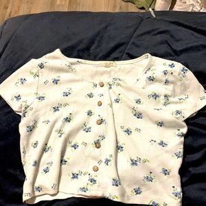 Floral button up cropped top